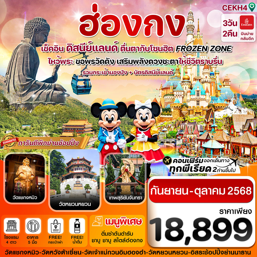 ทัวร์ฮ่องกง นองปิง ดิสนีย์แลนด์ 3วัน 2คืน (EK)