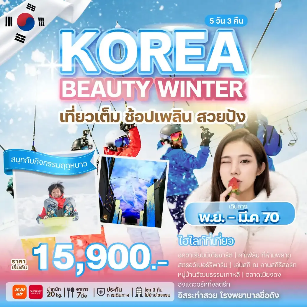 ทัวร์เกาหลี KOREA BEAUTY WINTER 5วัน 3คืน (7C/ZE)